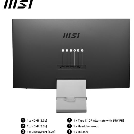 MSI 4K Ultra HD 27" 60Hz Monitor - Grey - Annotation - Port shots